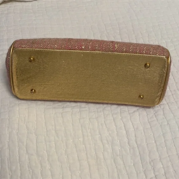 NWOT Glenda Gies Pink & Gold Handbag - Picture 5 of 5